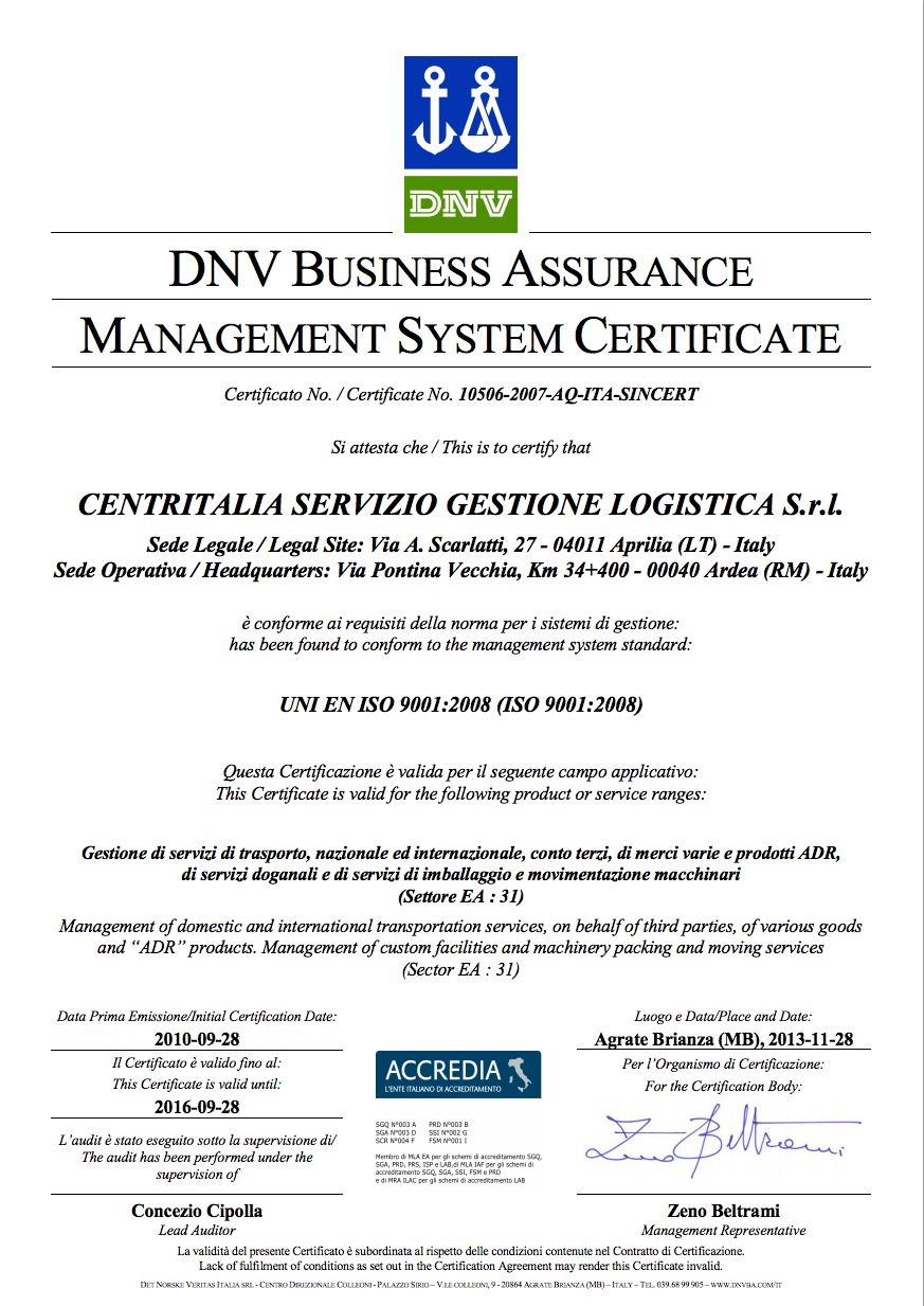 Certificazione UNI EN ISO 9001:2008